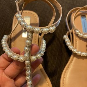 INC pearl strap sandals Sz 8